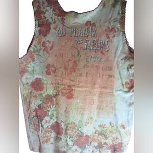Skinny Minnie Floral Print Sleeveless Graphic Tank  Top Size Medium Croquette